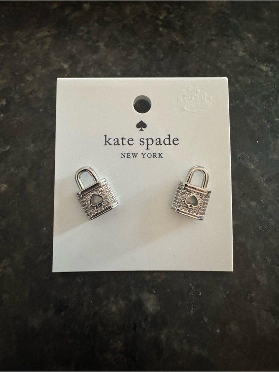 kate spade Jewelry - kate spade silver-tone padlock stud earrings with spade cutout